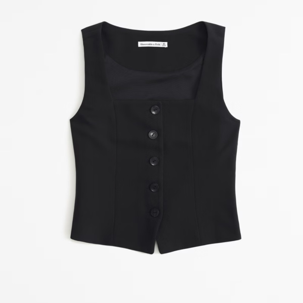 Abercrombie Mara Squareneck Vest Size S Black